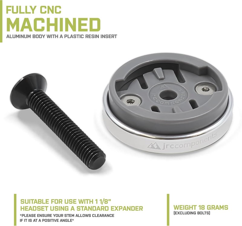 JRC Components Enkei Top Cap Bike Stem Mount | Compatible with All Models of Wahoo Elemnt GPS Devices | Lightweight CNC 6061-T6 Aluminium Body | Suitable for use with 1 1/8" Headset - Silver - Image 3